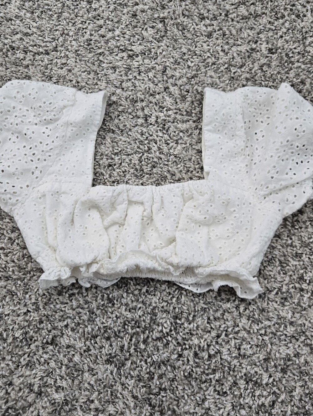 Princess Polly Eyelet Lace Puff Sleeve Crop Top